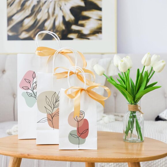 Greenii - 50 White Paper With Handles Kraft 13 * 6 * 15 Party Gift Bags - Picture 6 of 6